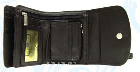 Black Tri Fold Double Flap Cowhide Wallet