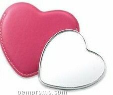 Heart Shaped Mirror With Pu Leatherette Sleeve