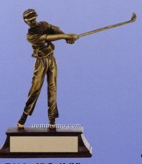 Male Golf Figure Sport Sculpture Award W/ Antique Gold Finish (6