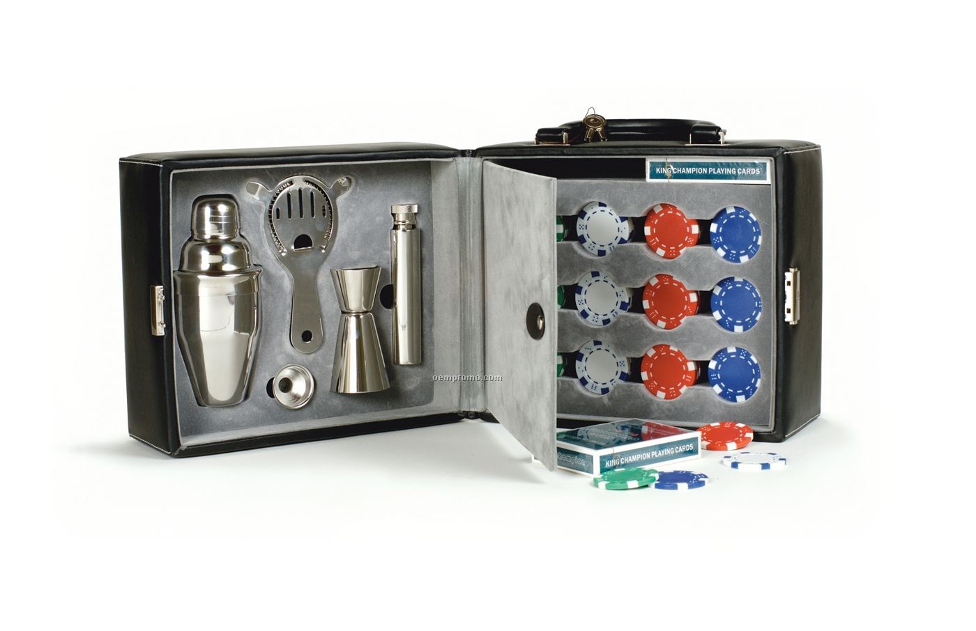 Martini Gambling Set With Poker Chips & Shaker (Laser Engraved)