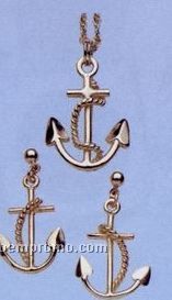 Gold Plated Large Anchor Earrings