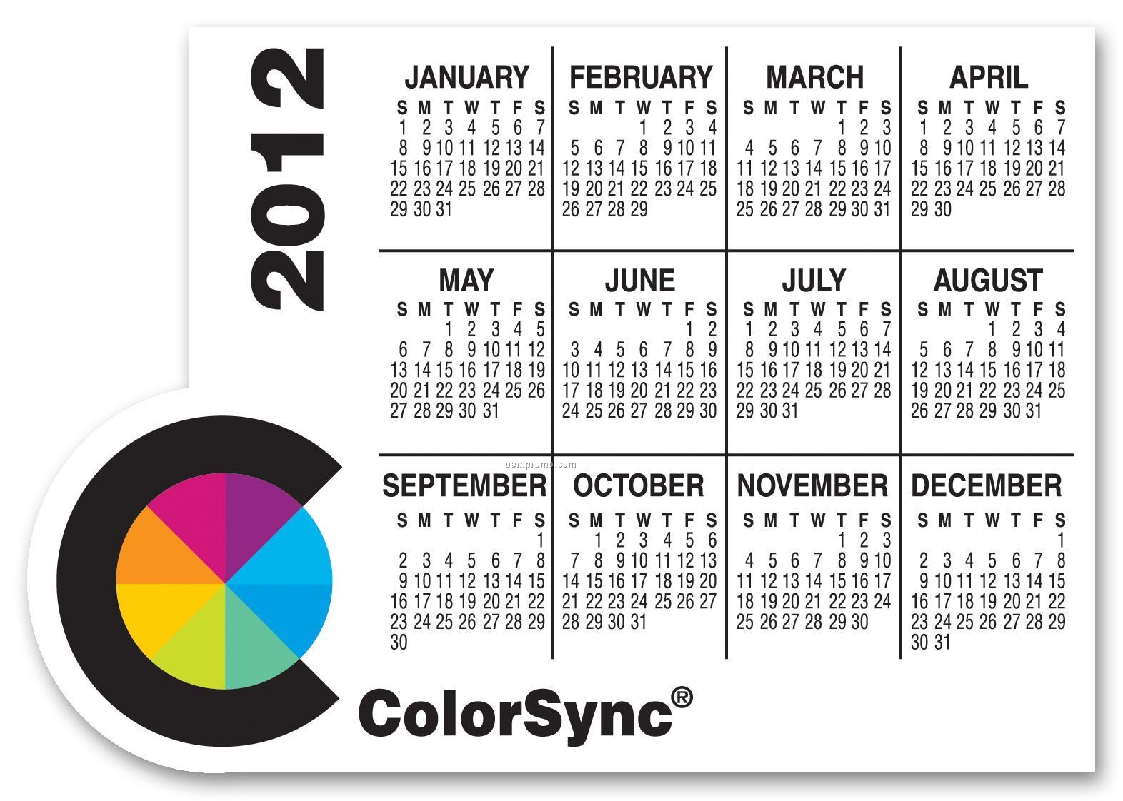 Large Full Color Calendar Magnet W/ Right Corner Circle / 20 Mil- Group L3
