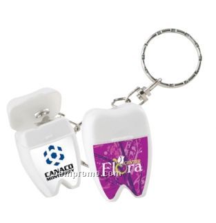 Tooth Shaped Dental Floss Dispenser With Keychain - 12 Yards