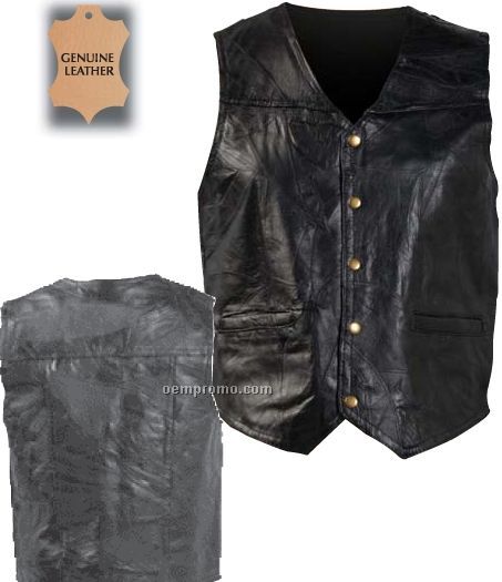 Giovanni Navarre Italian Stone Leather Vest W/ 2 Watch Pockets (L)