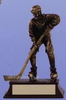 Hockey Player Sport Sculpture Award W/ Antique Gold Finish (6