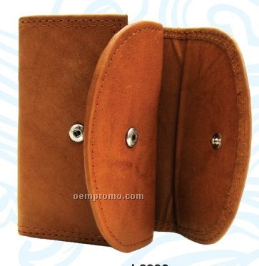 Medium Brown Tri Fold Double Flap Cowhide Wallet