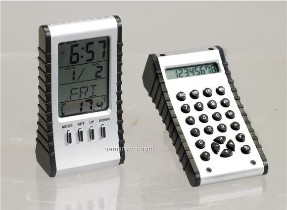 Clock Calendar/Calculator And Thermometer