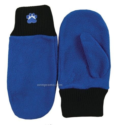 Embroidered Fleece Mittens - S/M & M/L