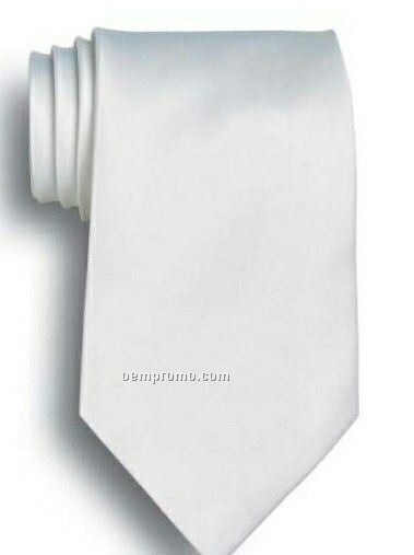 Wolfmark Solid Series White Polyester Satin Tie