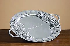 Grapevine Round Pewter Tray