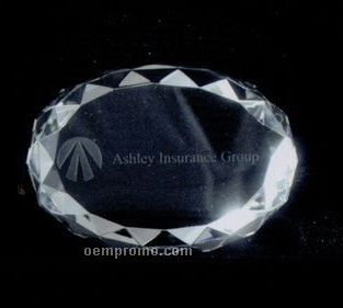 Oval Gem Cut Paperweight (Deep Etched)