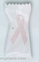 White Buttermint Soft Candy With Stock Wrapper (Pink Ribbon)