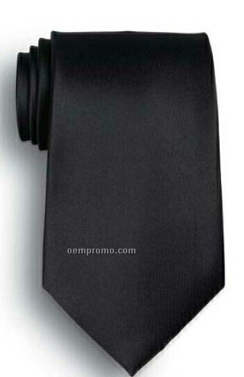 Wolfmark Solid Series Black Polyester Satin Tie