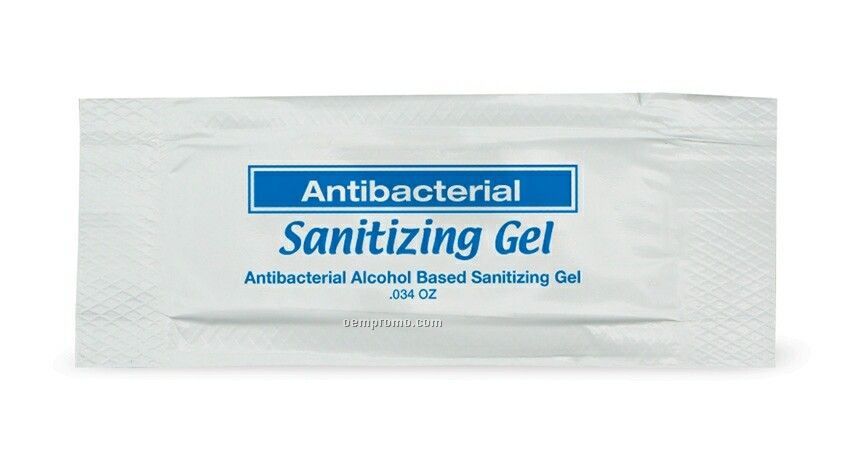 0.034 Oz. Antibacterial Gel Sanitizer Mini Packet - Alcohol (Stock Imprint)