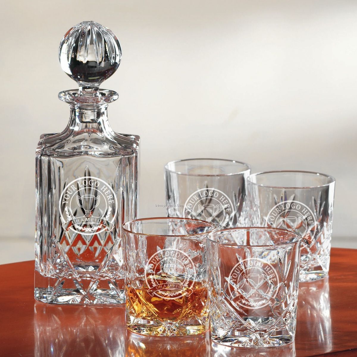 5 Piece Director's Whiskey Set - 1 Decanter & 4 Glasses