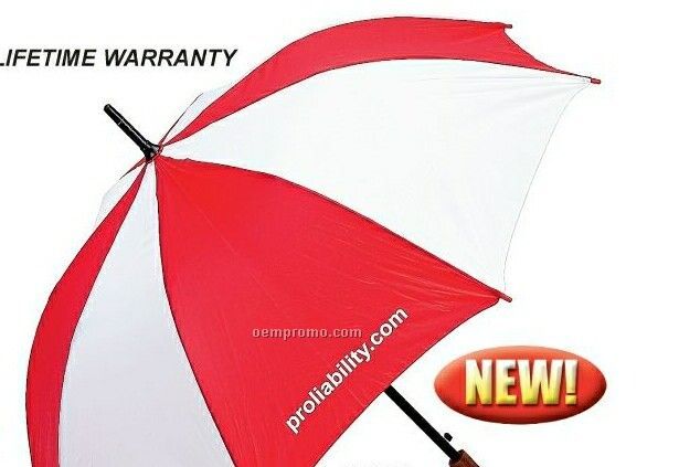 All Weather Elite Series 48" Red / White Auto Open Sports Umbrella.