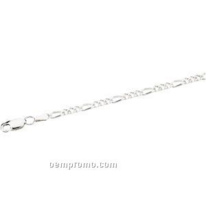 Ladies' 7" Sterling Silver 2-1/2mm Figaro Chain Bracelet