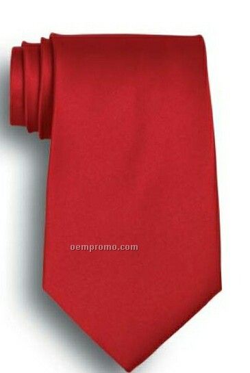 Wolfmark Solid Series Red Polyester Satin Tie