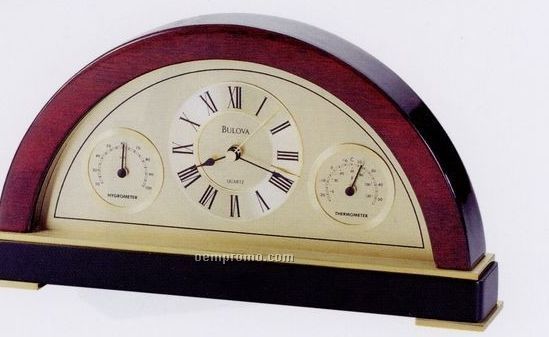 Bulova Seabury Clock W/ Mahogany Stain