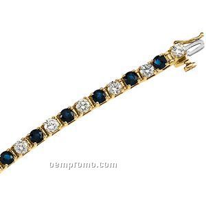 Ladies' 14ky 3mm Genuine Sapphire & 2-3/8 Ct Tw Diamond Round Bracelet