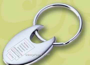 Shiny Nickel Oval Gazelle Laser Engraved Key Ring