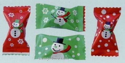 White Buttermint Soft Candy With Stock Wrapper (Snowman)