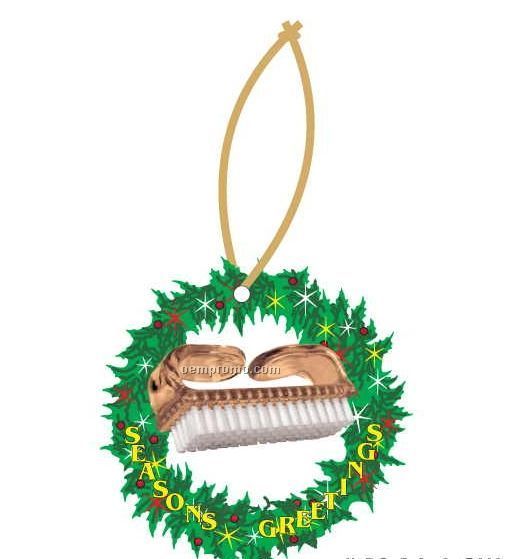 Nail Brush Executive Wreath Ornament W/ Mirrored Back (12 Square Inch)