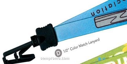1/2" Color Match Lanyard W/ J-hook - Full Color Imprint