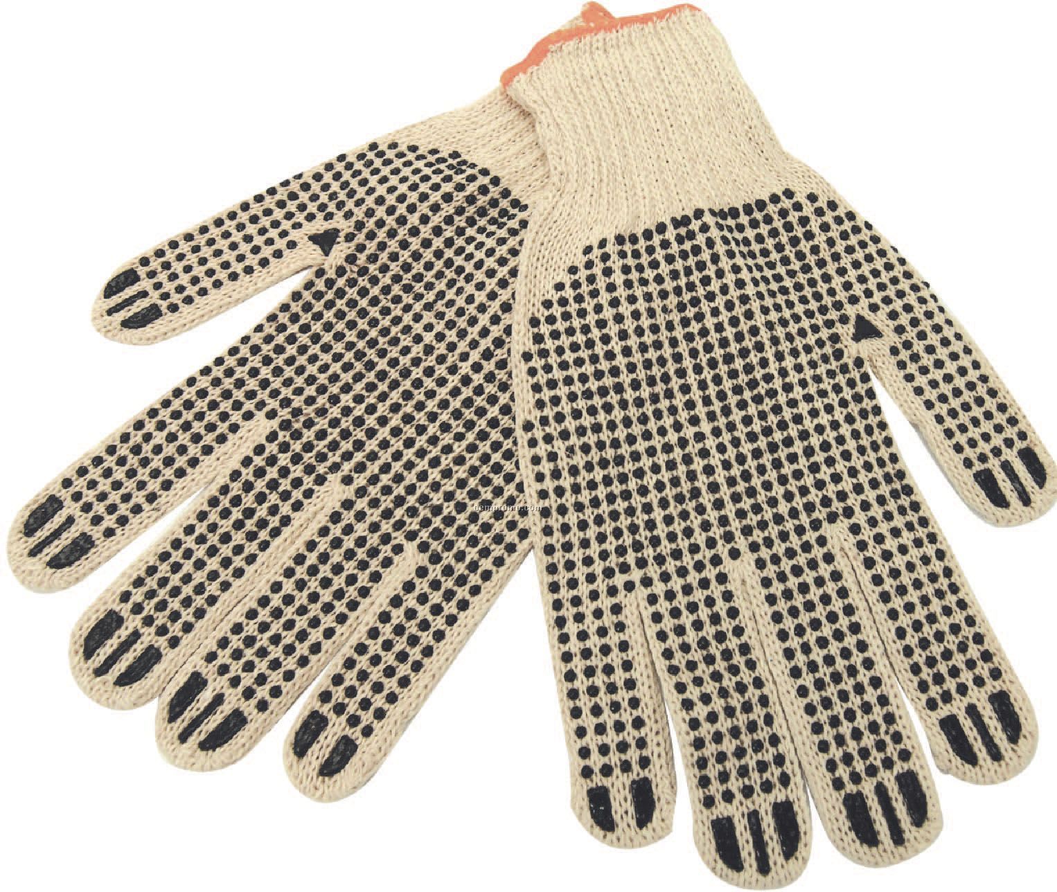Cotton Work Gloves W/Rubber Grip Dots (Blank)