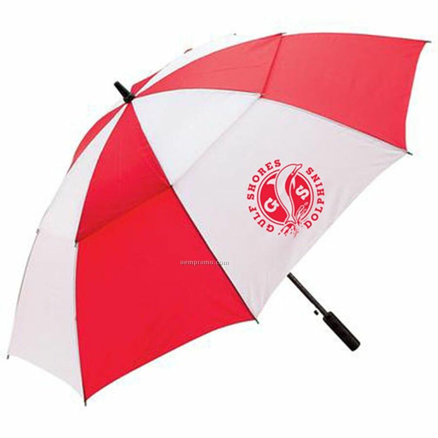 All-weather 60" Red And White Golf Umbrella (Standard Service)