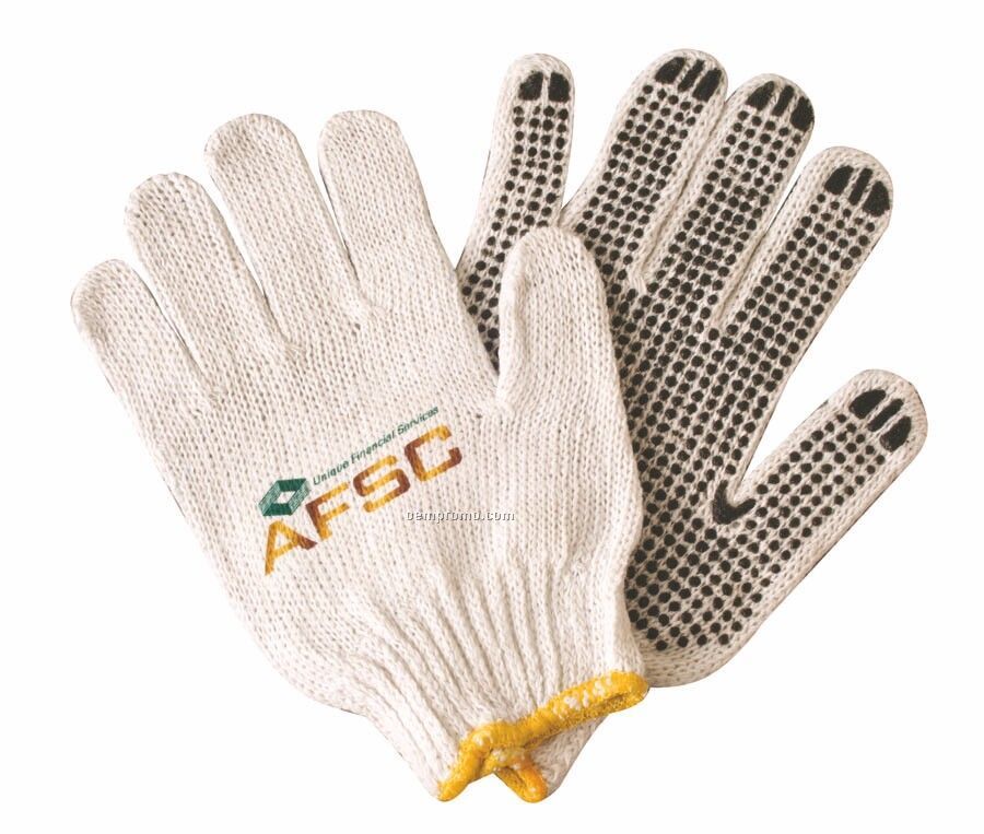 Cotton Work Gloves W/ Rubber Grip Dots (Imprinted)