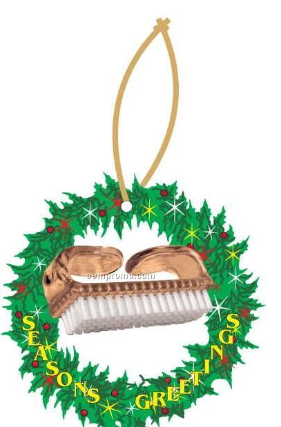 Nail Brush Executive Wreath Ornament W/ Mirrored Back (2 Square Inch)