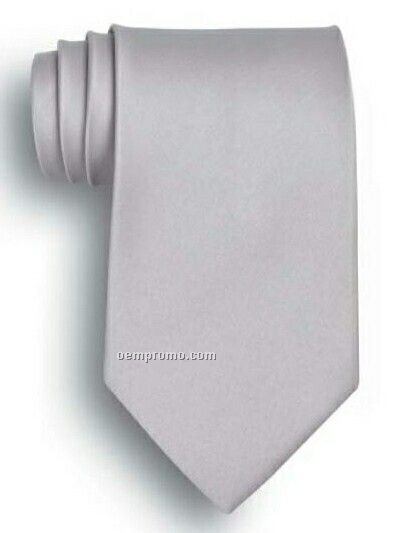 Wolfmark Solid Series Light Gray Polyester Satin Tie