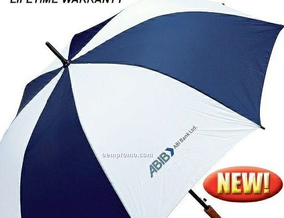 All Weather Elite Series 60" Navy / White Auto Open Golf Umbrella.