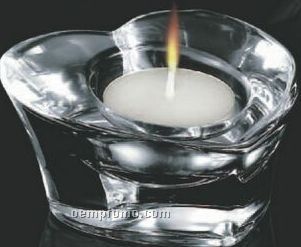 Heart Shape Optical Crystal Candle Holder W/ Candle