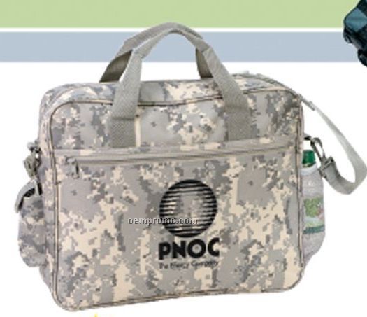 Digital Camo Briefcase W/ Cell Phone Pocket & Bottle Holder