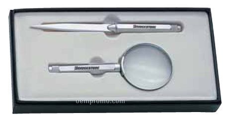 Engineer Letter Opener & Magnified Glass Set