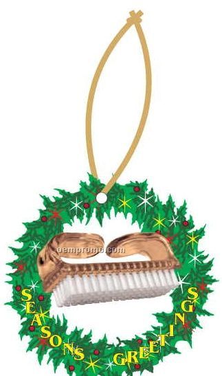 Nail Brush Executive Wreath Ornament W/ Mirrored Back (3 Square Inch)