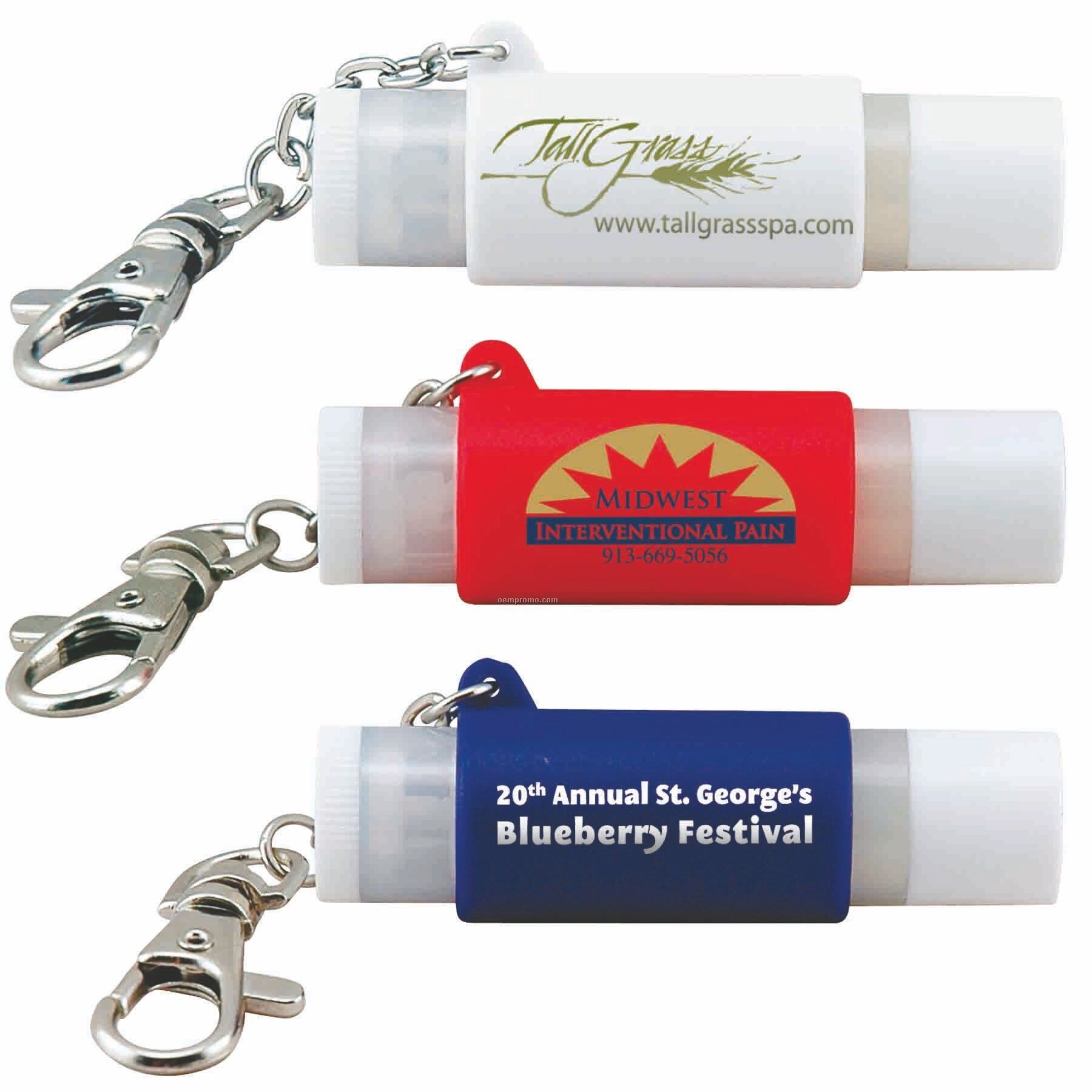 Lip Balm Holder W/ Lobster Clip & Tube Of Frosted White Lip Balm