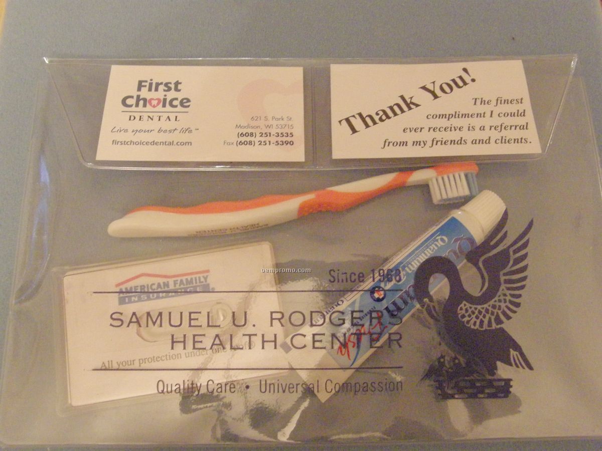 Dental Care Deluxe Travel Amenity Kit W/ Toothbrush & Floss