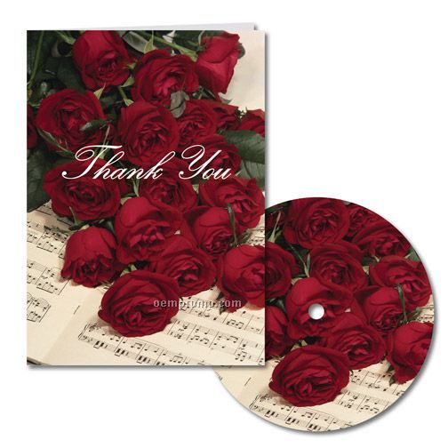 Red Roses And Music Thank You Note With Matching CD