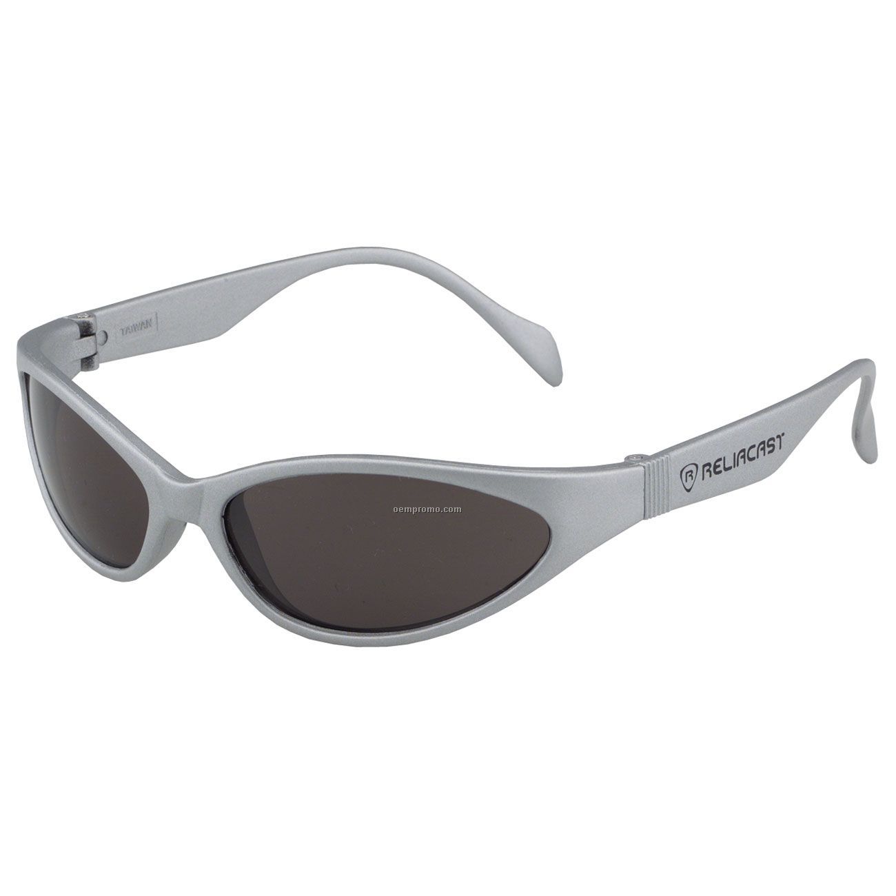 Snake Wrap Silver Nylon Frame Sunglasses W/ Gray Lens