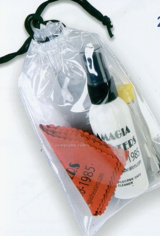 Ultra Opper Fiber Cleaner Kit W/ White Cleaner Bottle In Drawstring Bag