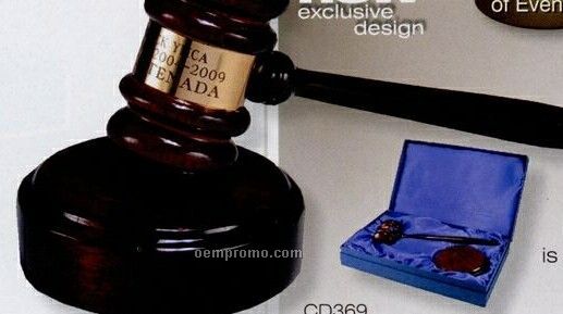 Rosewood Gavel & Sounding Block Gift Set With Engraved Band