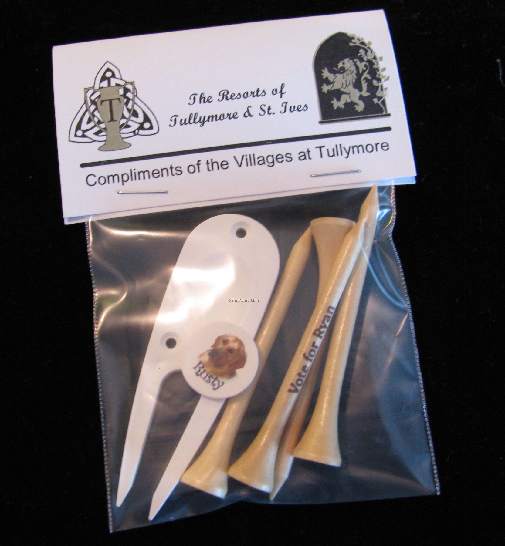 4 Personalized Golf Tees + Ball Marker + Divot Tool