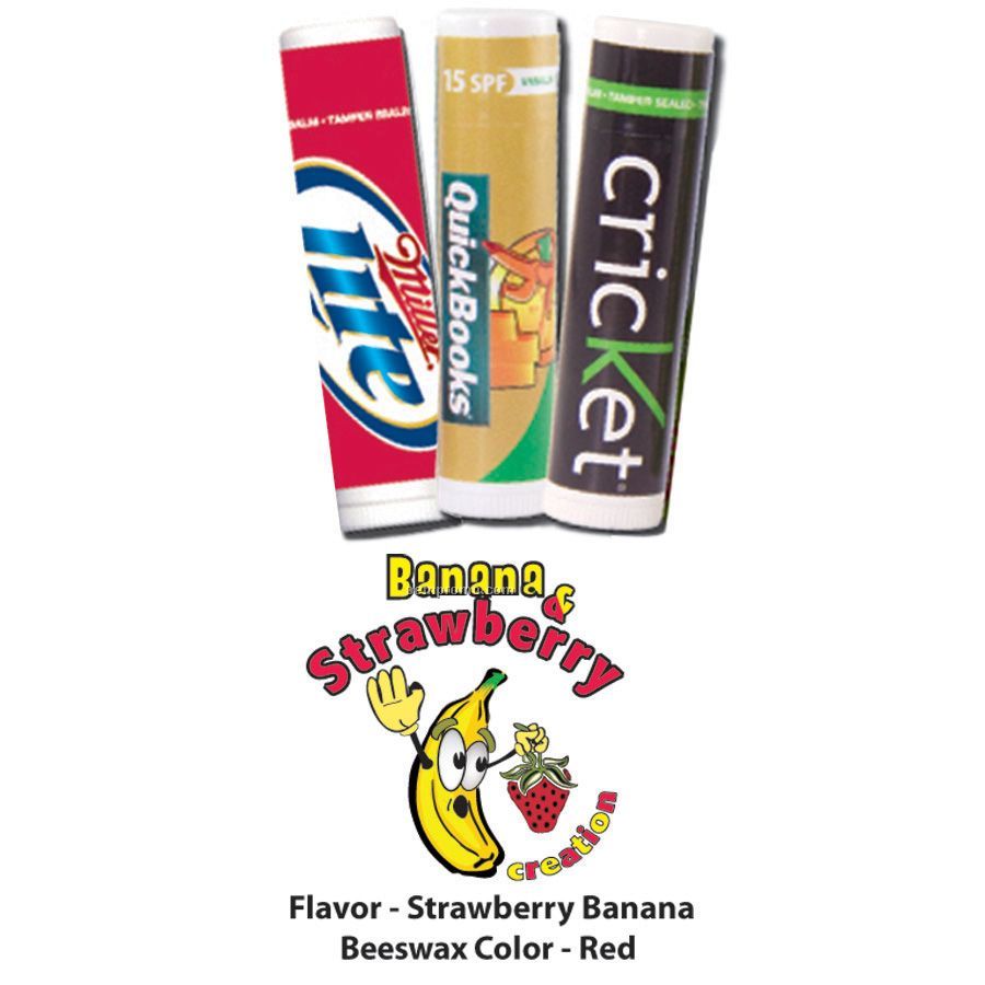 Banana & Strawberry Creation Premium Lip Balm In Clear Tube