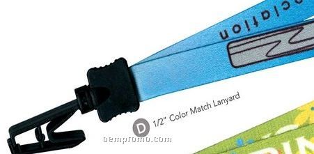 1/2" Color Match Lanyard W/ Bulldog Clip - Full Color Imprint