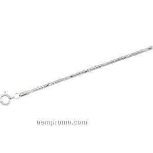 Ladies' 7" Sterling Silver 1-1/2mm Diamond-cut Snake Chain Bracelet