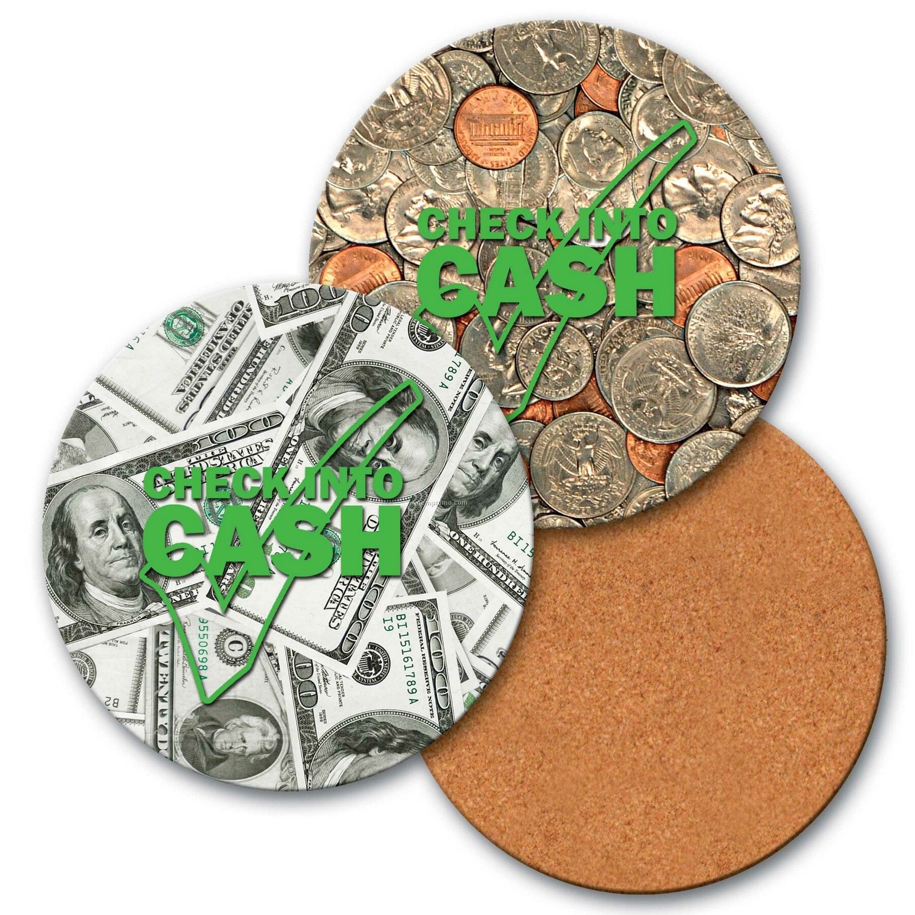 4" Round Coaster W/3d Lenticular Images Of Dollars And Cents (Imprinted)