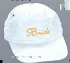 Brushed Cotton 6 Panel Cap W/ Embroidered Bride In Gold